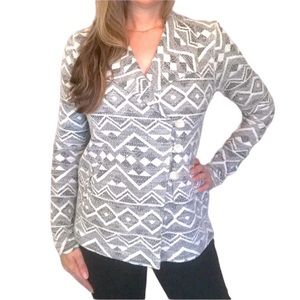 Lucky Brand Small Knit Boho Geo Aztec South Western Jacket Cardigan Sweater.